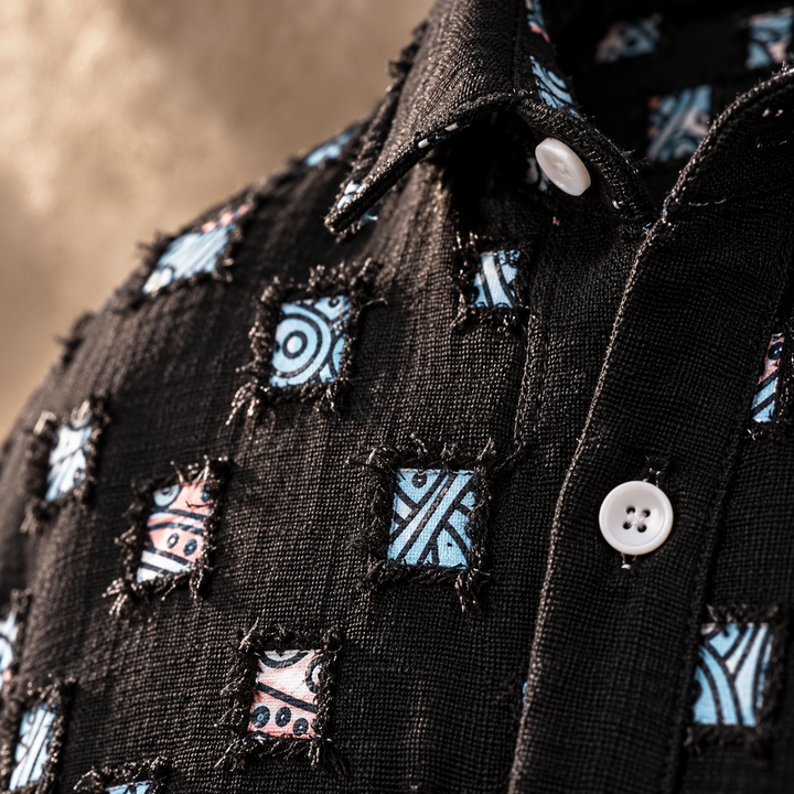 Lipsey - Camisa de Manga Larga con Botones y Diseño de Cuadrados Texturizados