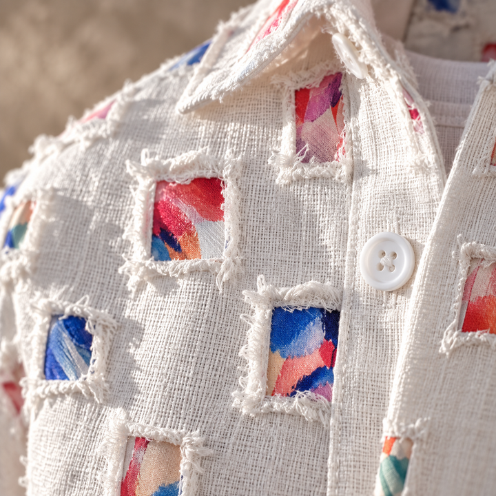 Lipsey - Camisa de Manga Larga con Botones y Diseño de Cuadrados Texturizados