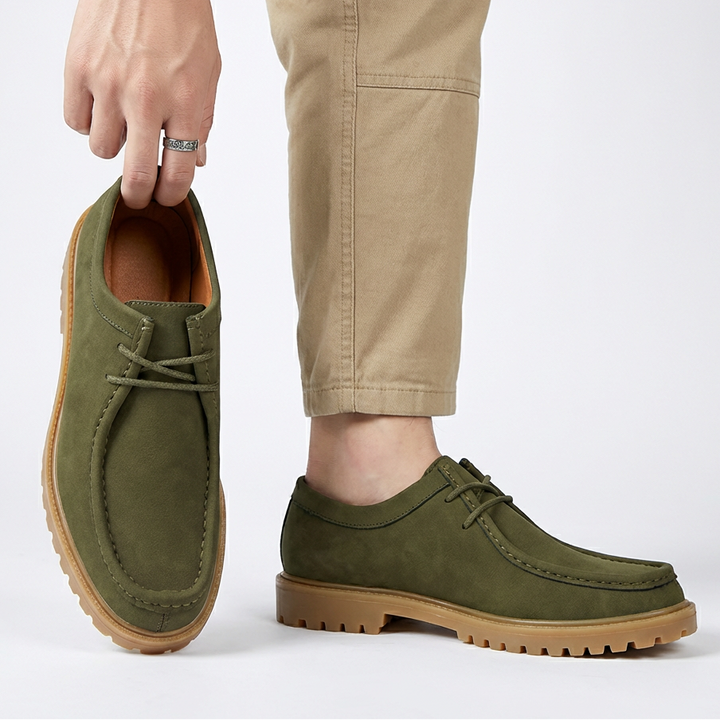 Jasson - Zapatos Con Cordones y Puntera Mocasin de Ante