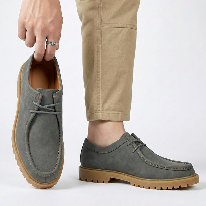 Jasson - Zapatos Con Cordones y Puntera Mocasin de Ante