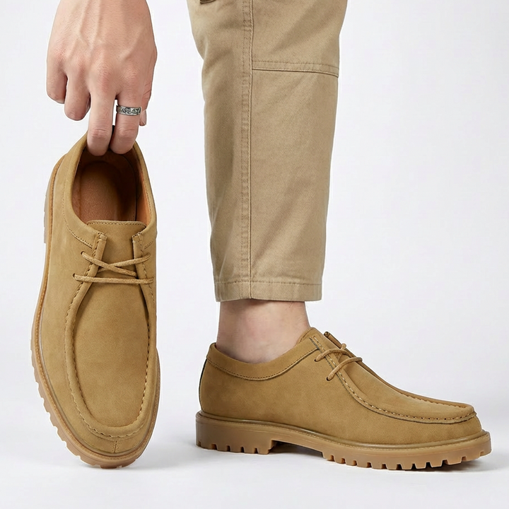 Jasson - Zapatos Con Cordones y Puntera Mocasin de Ante