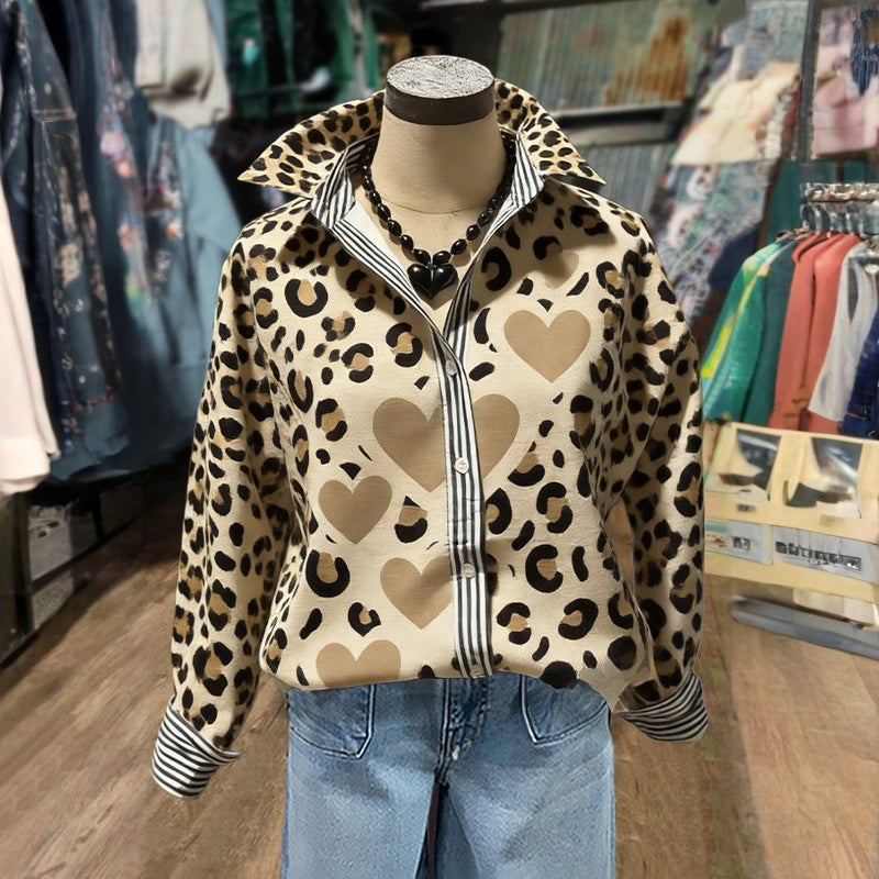Leonira - Blusa Vintage Con Estampado De Leopardo