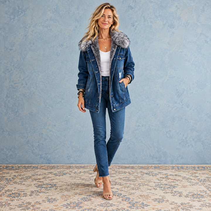 Milene - Chaqueta Vaquera Con Cuello De Piel