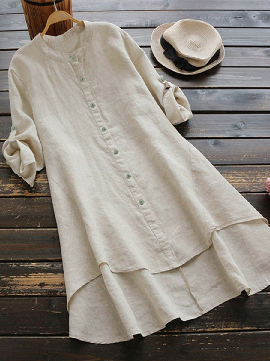 Haleena - Vestido Camisero Informal De Lino