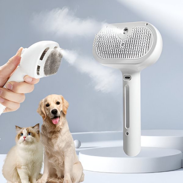 FurEase - Recargable Mascota Vapor Cepillo Pulverizar Para Aseo
