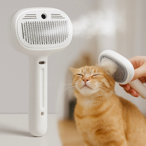 FurEase - Recargable Mascota Vapor Cepillo Pulverizar Para Aseo
