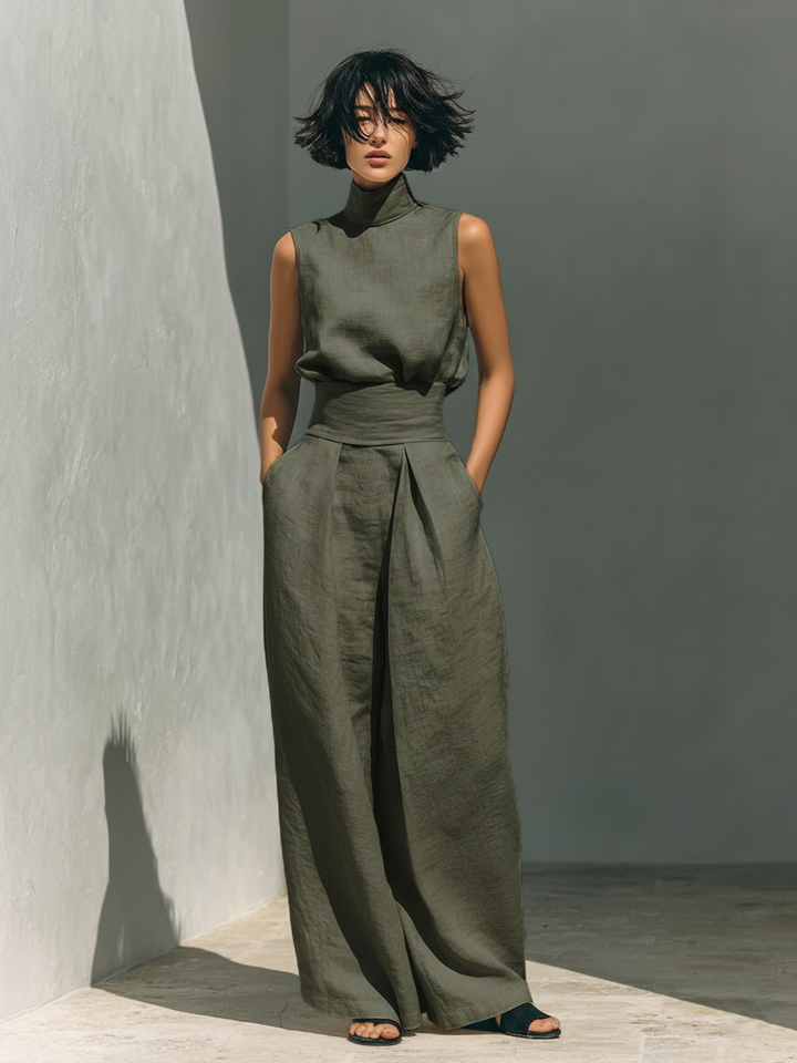 Vlatka - Conjunto De Blusa Sin Mangas y Pantalones De Pierna Ancha