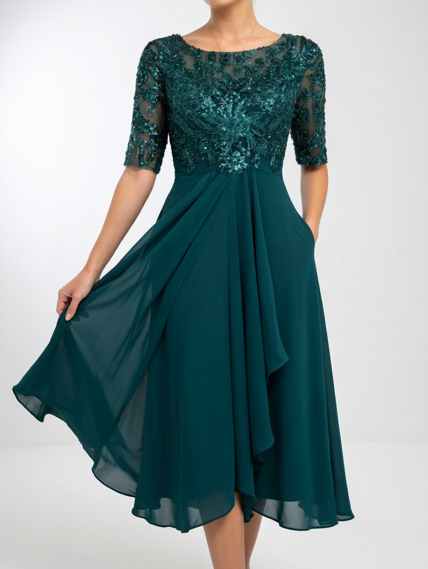 Zerda - Elegante Vestido Midi de Encaje