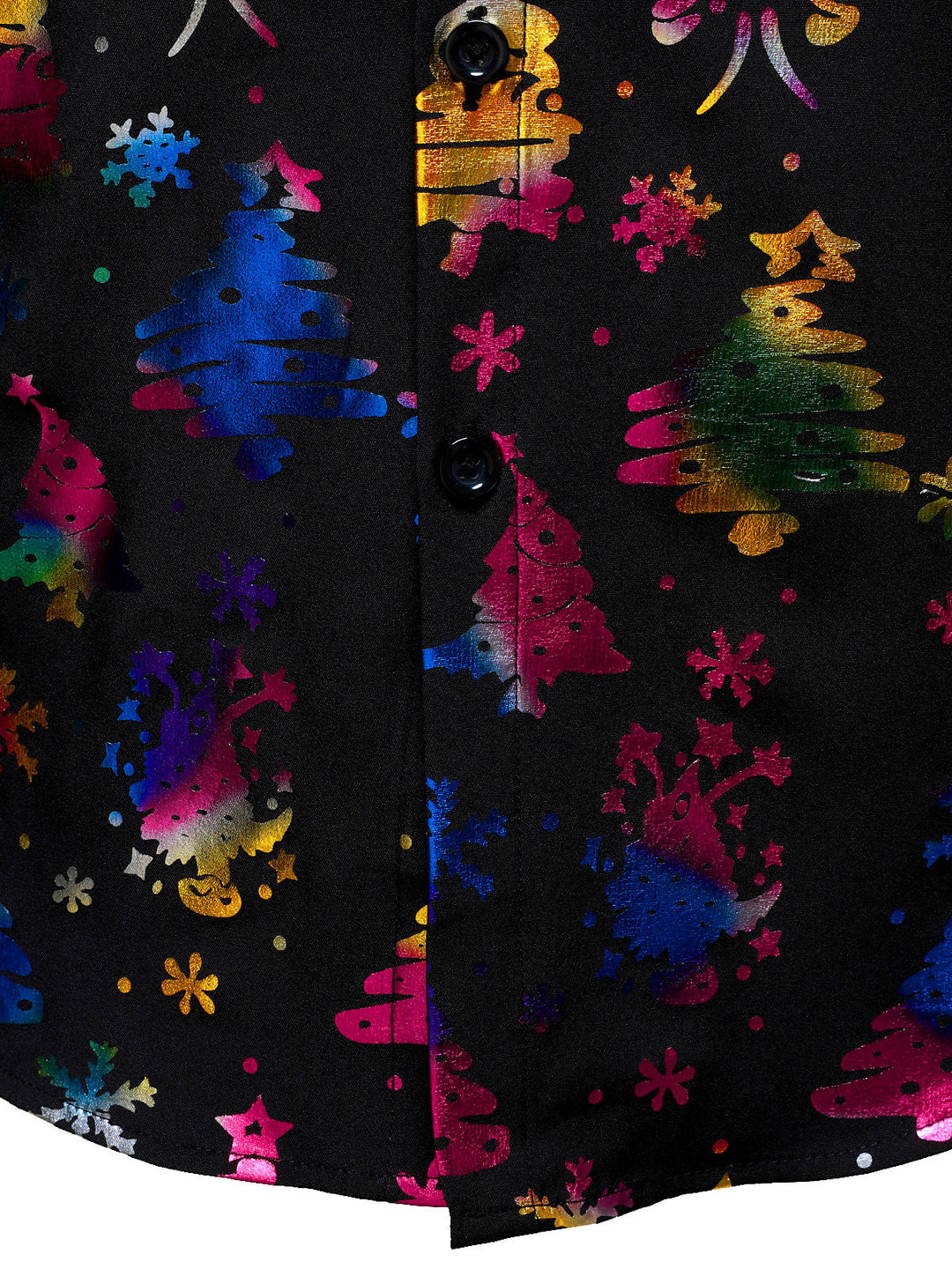 Barrett - Camisa negra de Manga Larga y corte recto para Hombre con Estampado Navideño Dorado