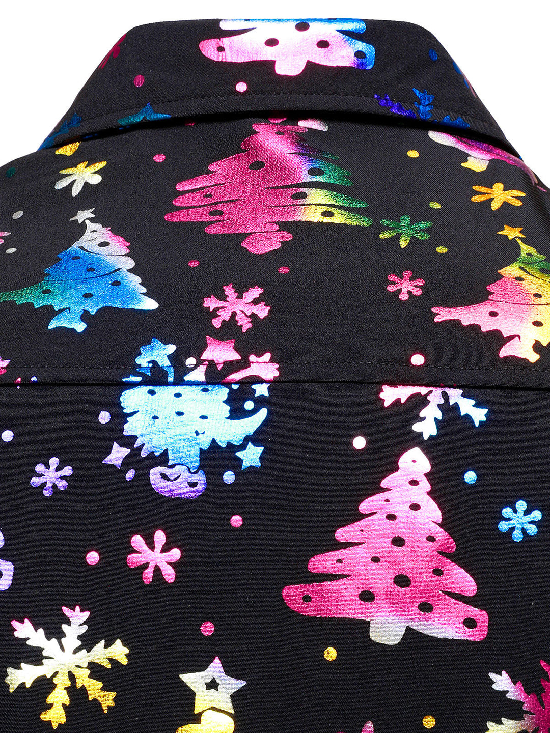 Barrett - Camisa negra de Manga Larga y corte recto para Hombre con Estampado Navideño Dorado