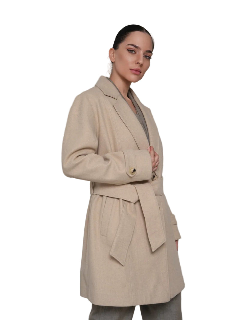 Iseult - Elegante Abrigo Con Cinturón Para Atar