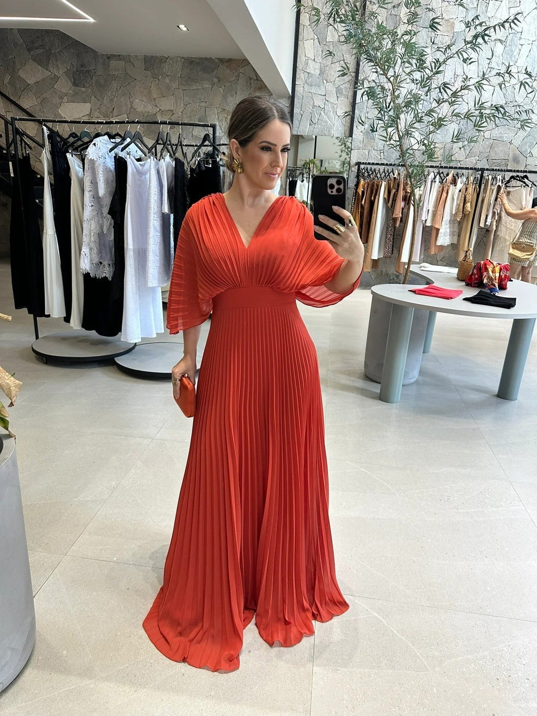 Valerija - Vestido Largo Plisado Vibrante