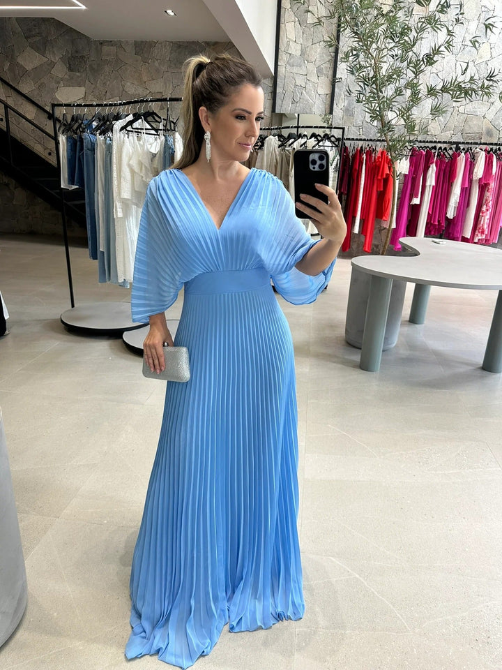 Valerija - Vestido Largo Plisado Vibrante