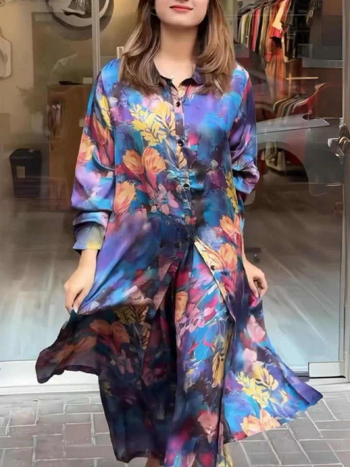 Quenira - Conjunto de 2 Piezas con Vestido Camisero Fluido