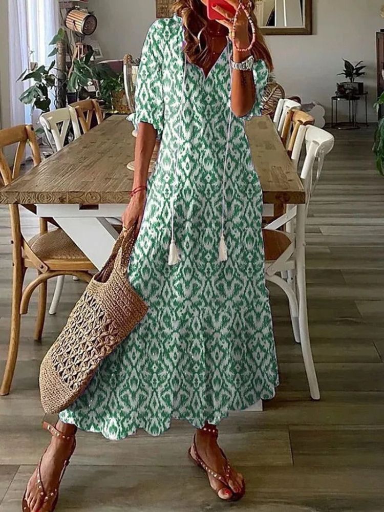 Verute - Vestido Largo de Terciopelo Con Estampado Floral