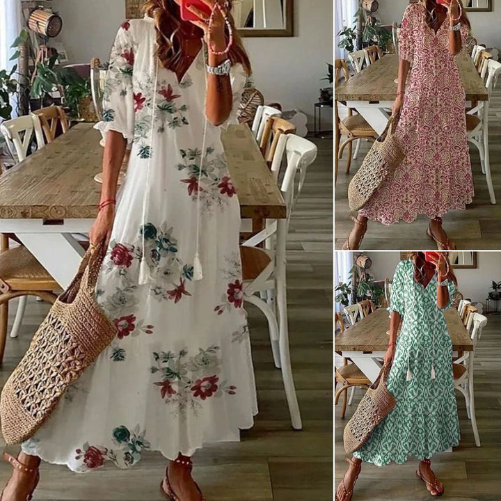 Verute - Vestido Largo de Terciopelo Con Estampado Floral