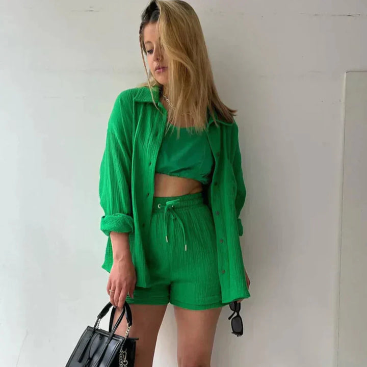 Katelyn - Conjunto De Dos Piezas Compuesto Por Camisa Y Pantalón Corto De Algodón