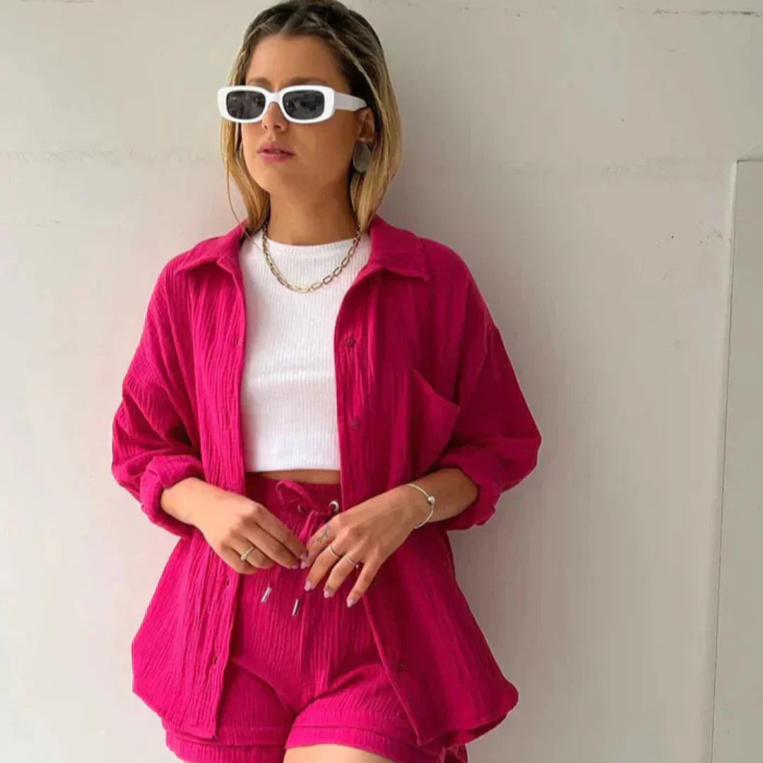 Katelyn - Conjunto De Dos Piezas Compuesto Por Camisa Y Pantalón Corto De Algodón