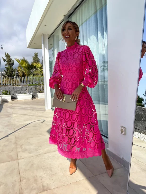Larena - Vestido Midi De Encaje a La Moda