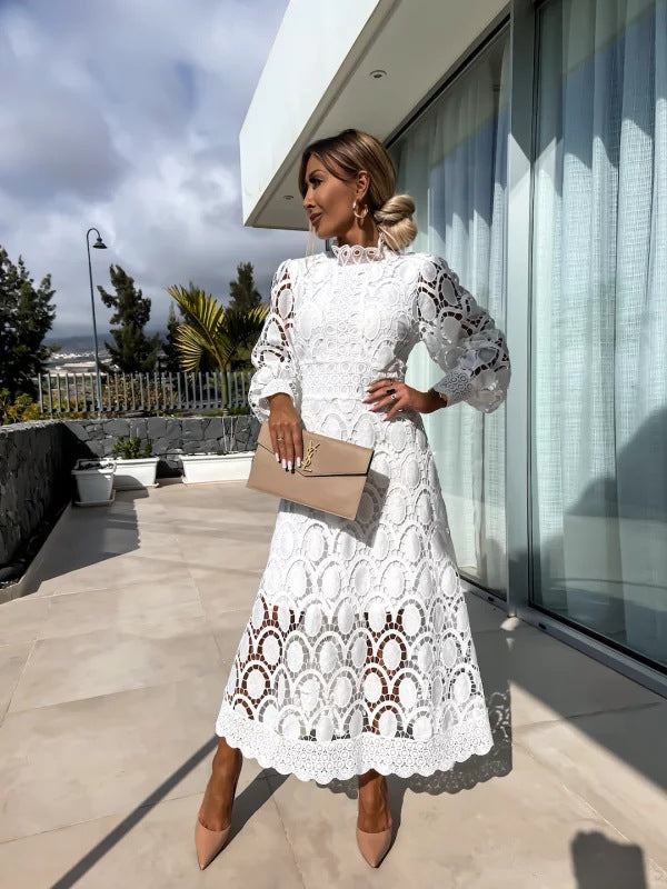 Larena - Vestido Midi De Encaje a La Moda
