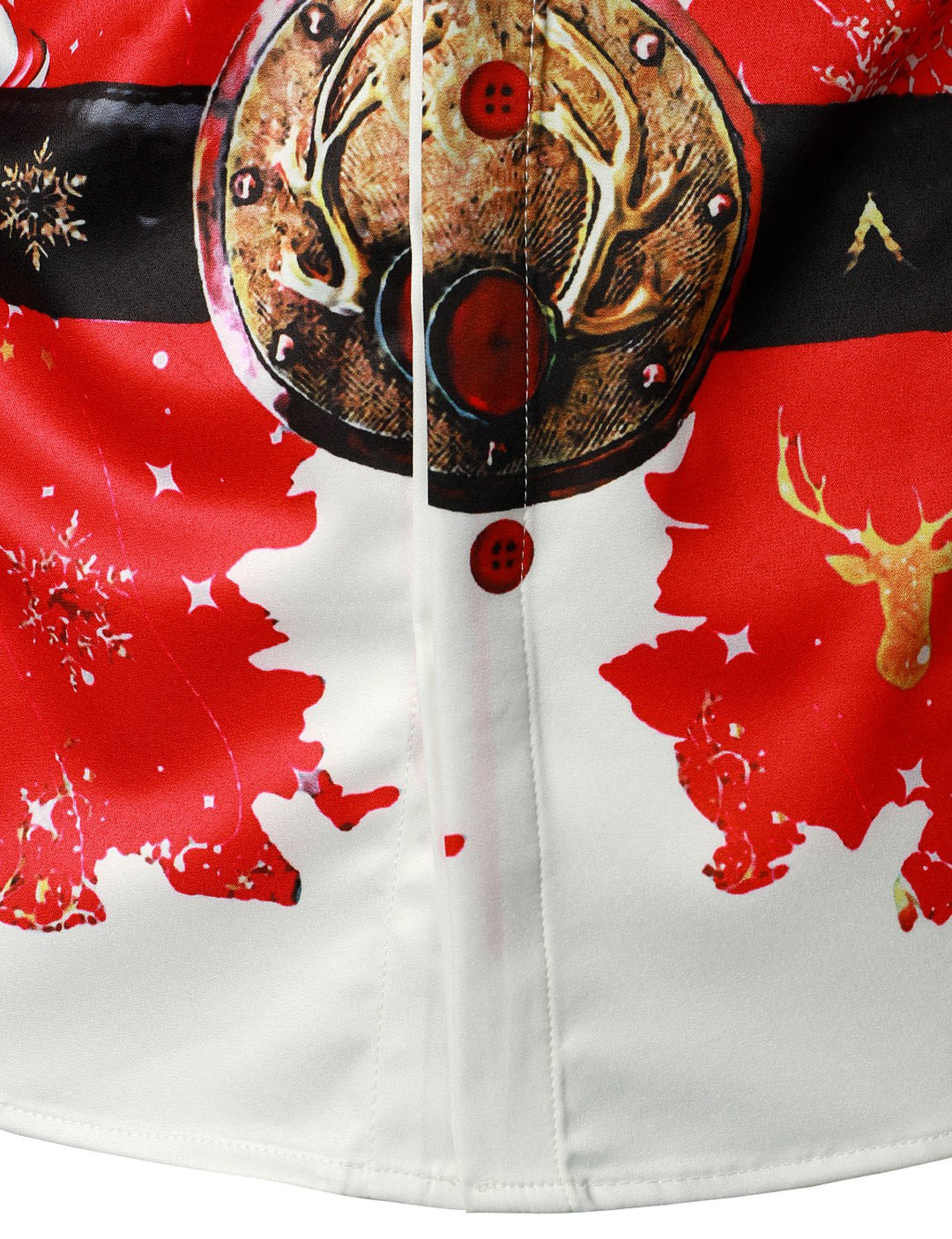 Beau - Camisa de Manga Larga con Botones y Estampado Navideño para Hombre, en color rojo