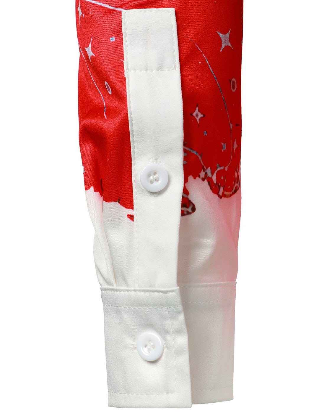 Beau - Camisa de Manga Larga con Botones y Estampado Navideño para Hombre, en color rojo