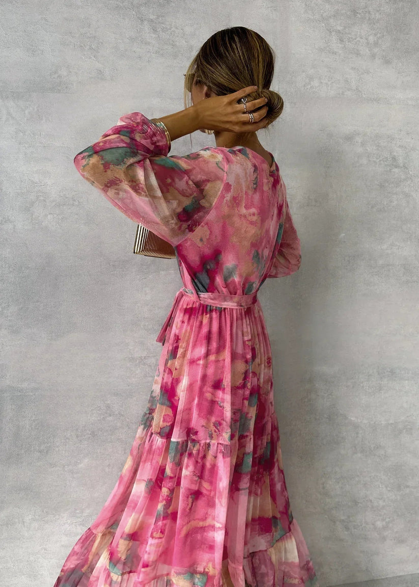 Jenina - Elegante Vestido Cruzado Con Estampado Floral