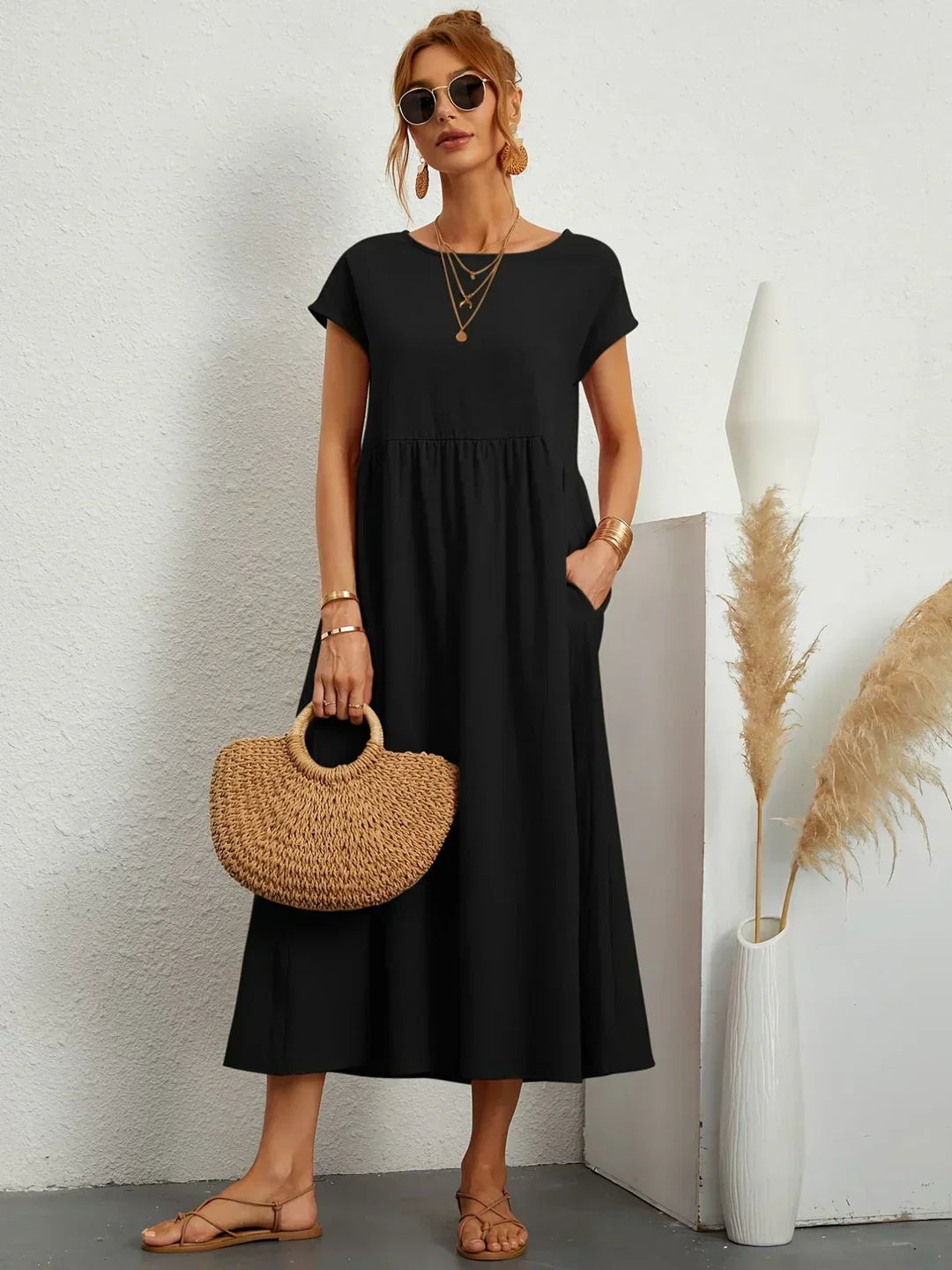 Neila - Vestido Largo Oversize Con Bolsillo