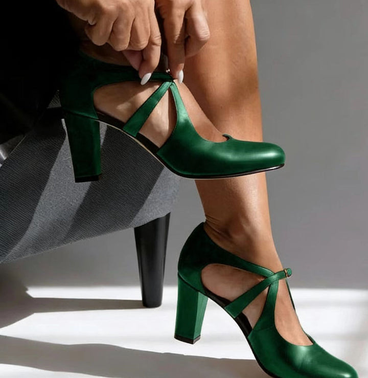 Kitiya - Zapatos de Tacón Grueso Con Tiras en T Clásicos