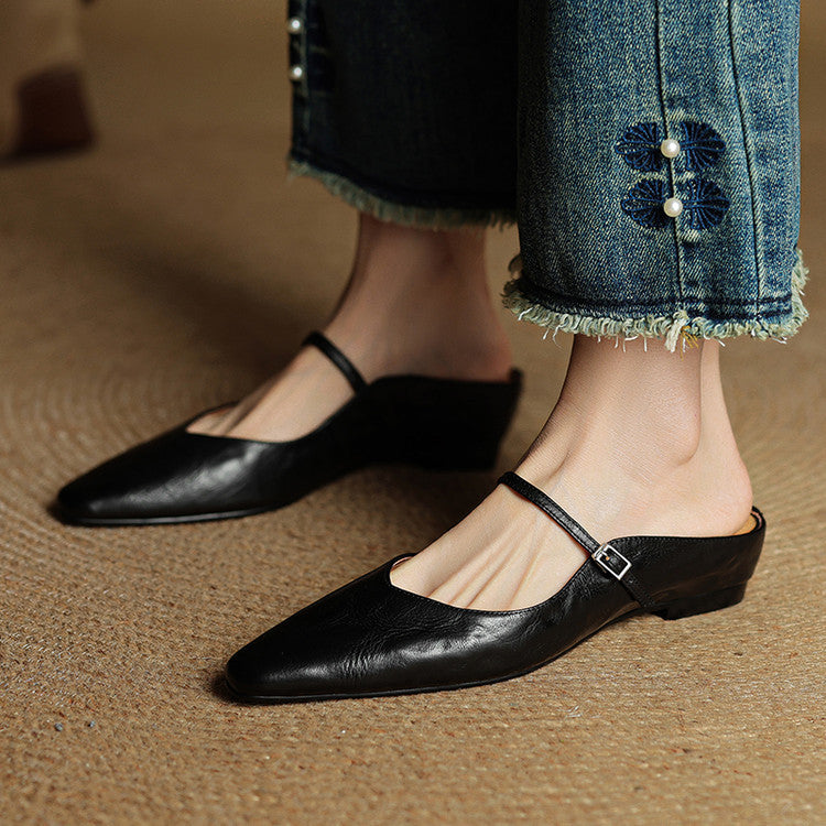 Senadhi - Zapatos Tipo Mules de Cuero Auténtico
