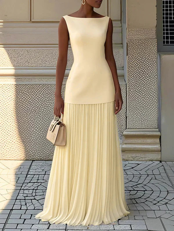 Sunthari - Vestido Largo Sin Mangas Con Pliegues