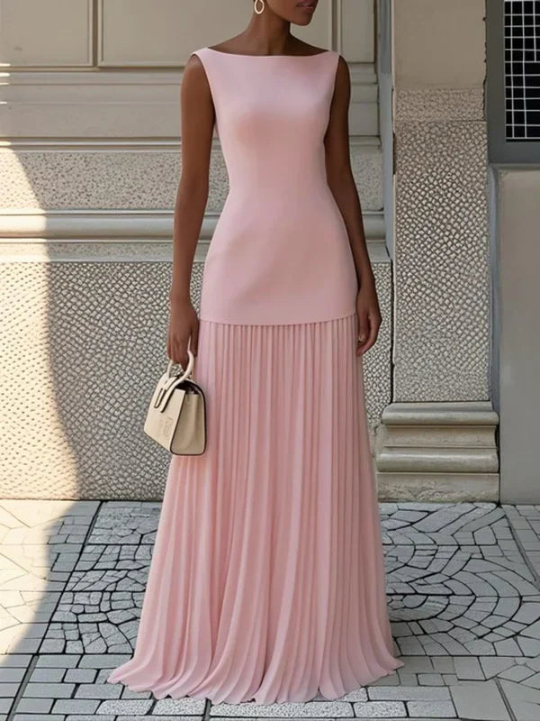 Sunthari - Vestido Largo Sin Mangas Con Pliegues