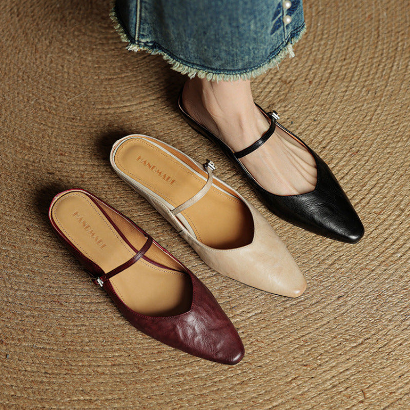 Senadhi - Zapatos Tipo Mules de Cuero Auténtico