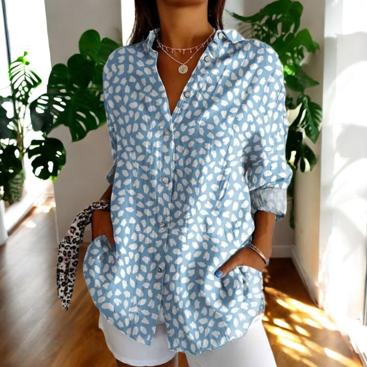Elira - Camisa vintage de Manga Larga con Botones y Estampado Floral