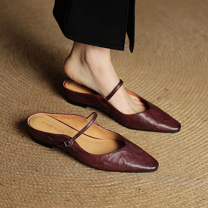 Senadhi - Zapatos Tipo Mules de Cuero Auténtico