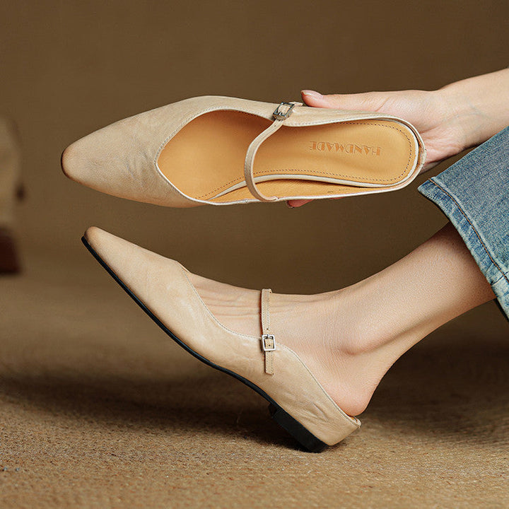 Senadhi - Zapatos Tipo Mules de Cuero Auténtico