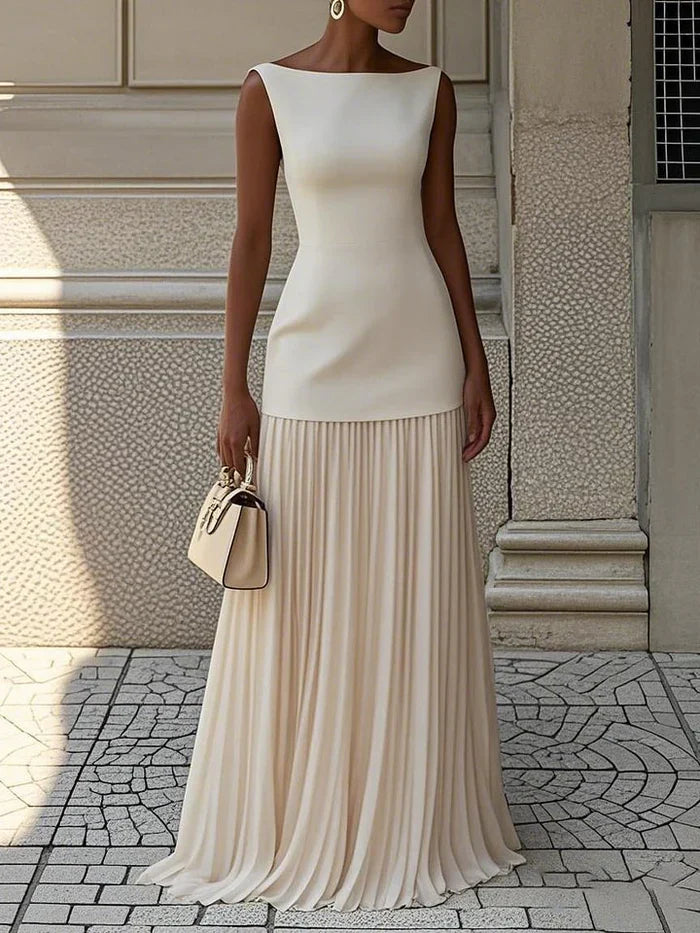 Sunthari - Vestido Largo Sin Mangas Con Pliegues
