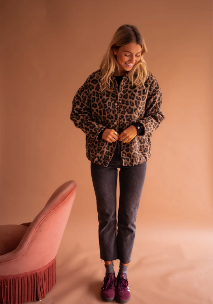 Fairuza - Chaqueta De Leopardo Con Botones