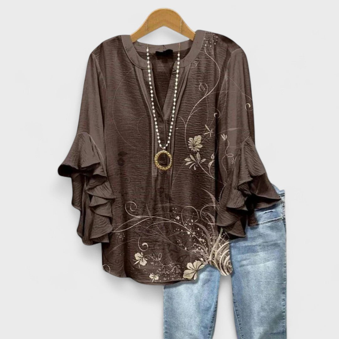 Rachida - Elegante Blusa Con Estampado Floral