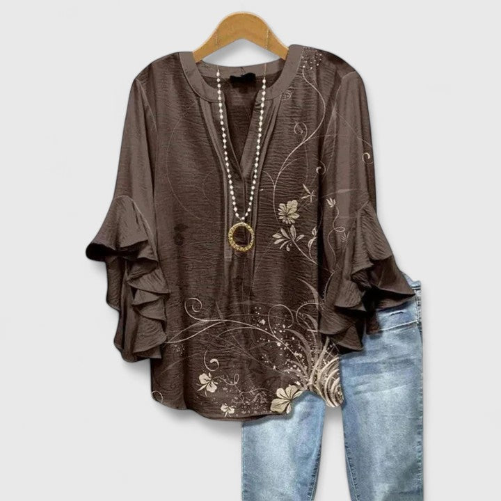 Juria - Blusa Con Estampado Floral y Mangas Con Volantes