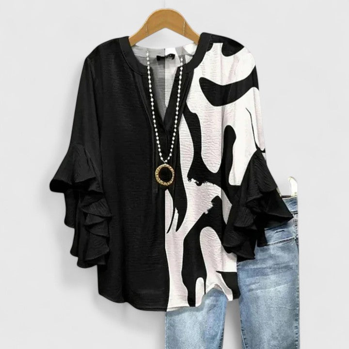 Juria - Blusa Con Estampado Floral y Mangas Con Volantes