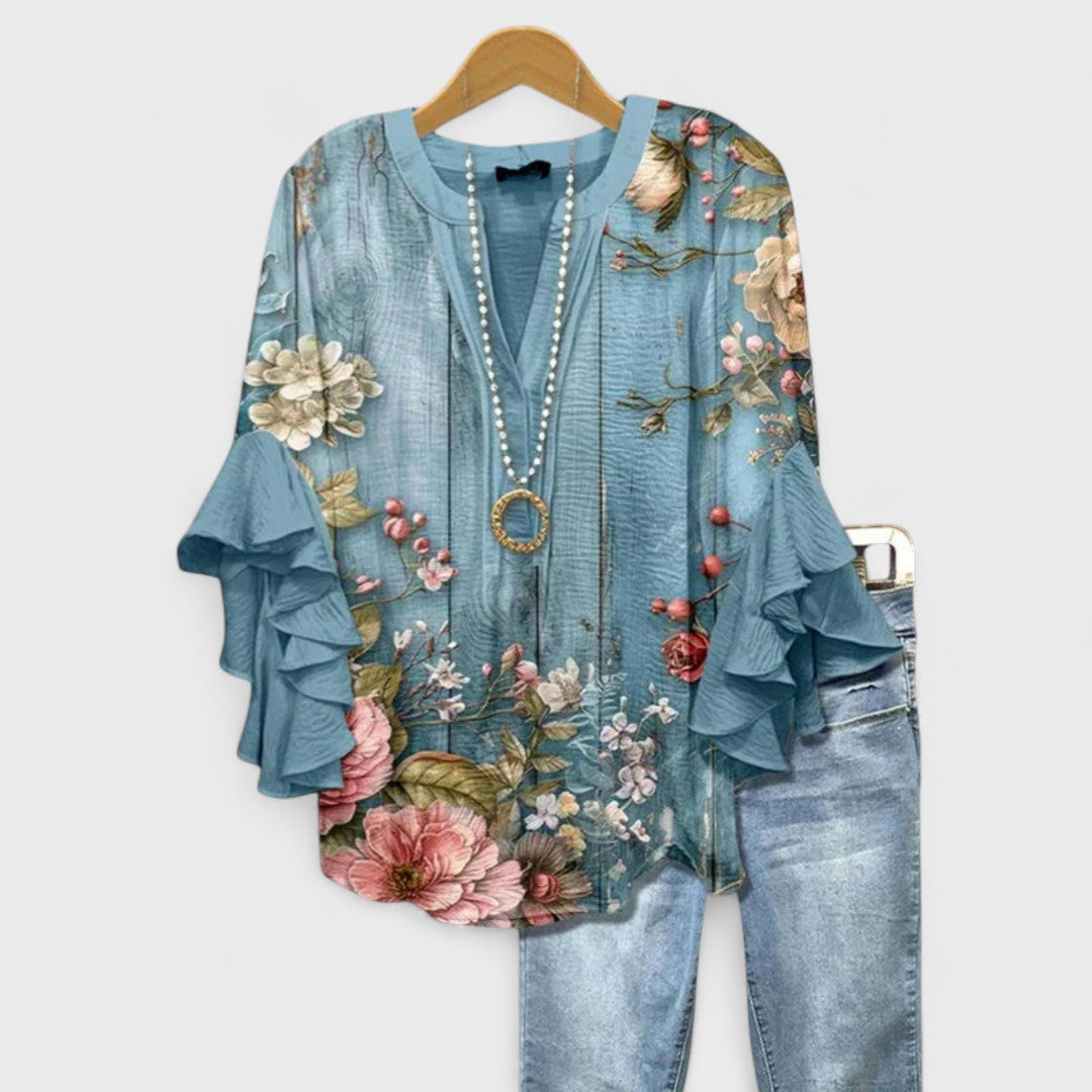 Rachida - Elegante Blusa Con Estampado Floral