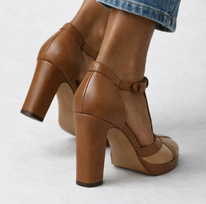 Delfinna - Elegantes Zapatos De Tacón Alto Con Correa en T