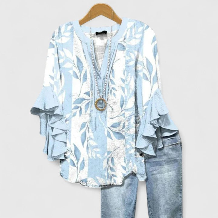 Juria - Blusa Con Estampado Floral y Mangas Con Volantes
