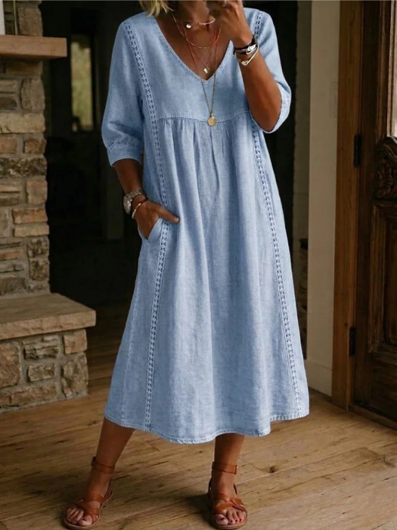 Zelmiraa - Vestido Midi Con Bolsillos Laterales