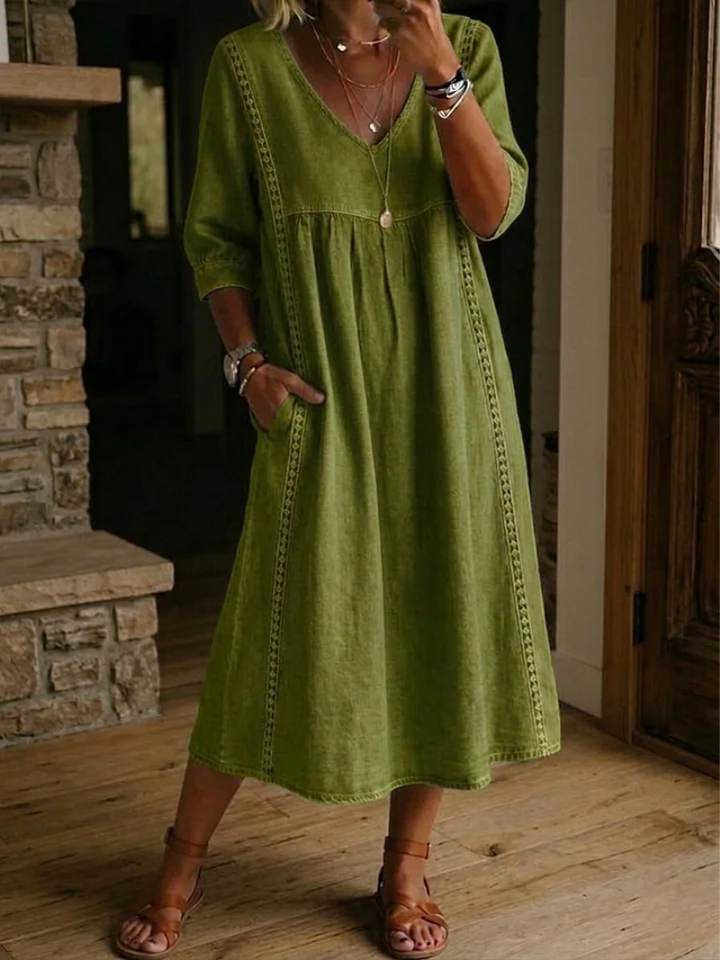Zelmiraa - Vestido Midi Con Bolsillos Laterales