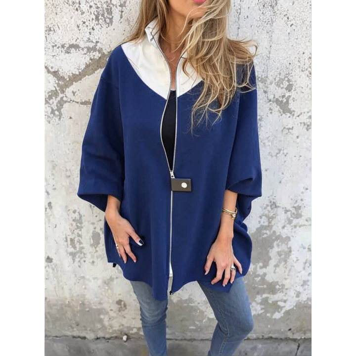 Francina - Cremallera Suelta Cuello Alto Abrigo