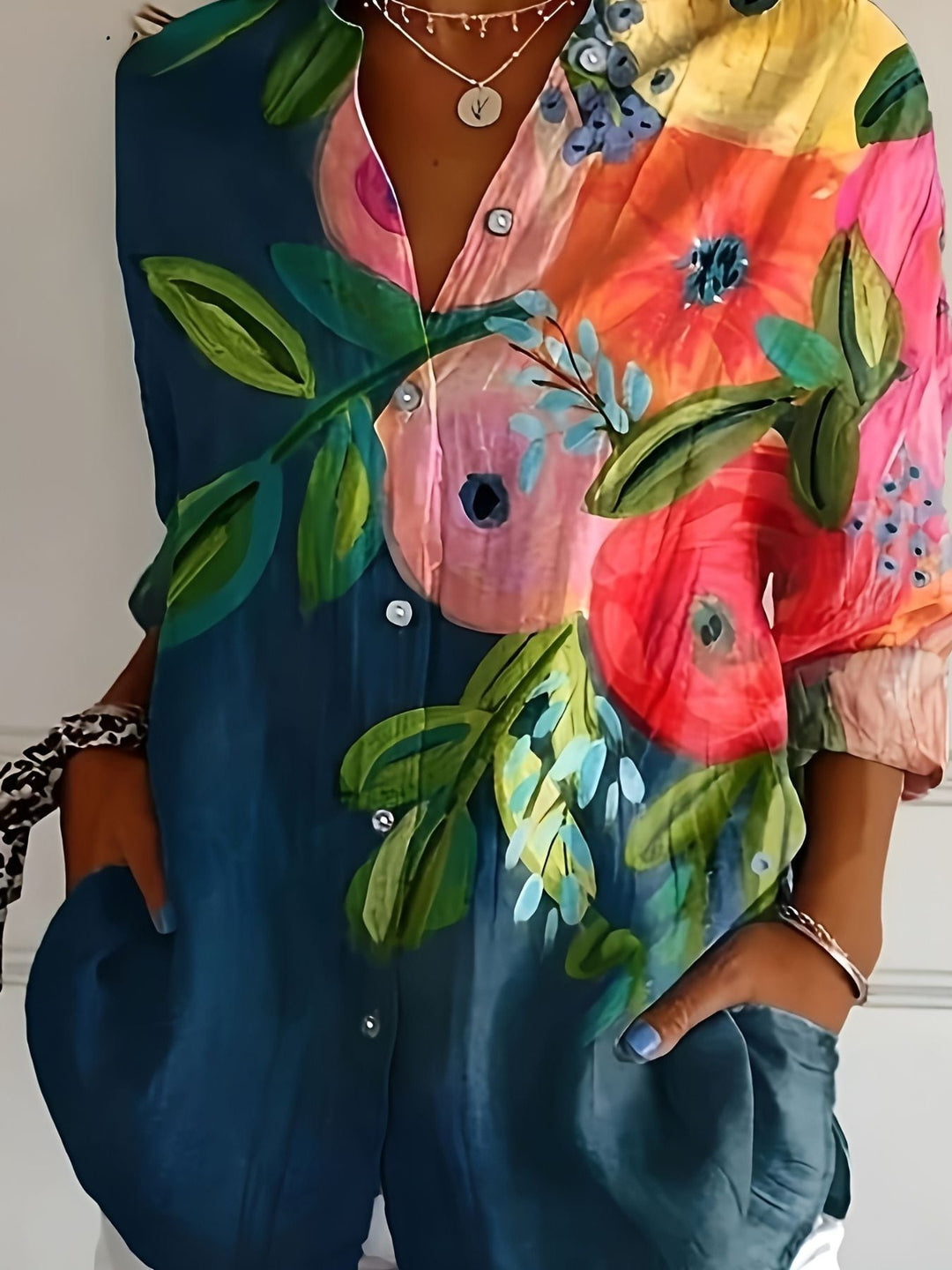 Fioralba - Camisa De Manga Larga Con Estampado De Flores