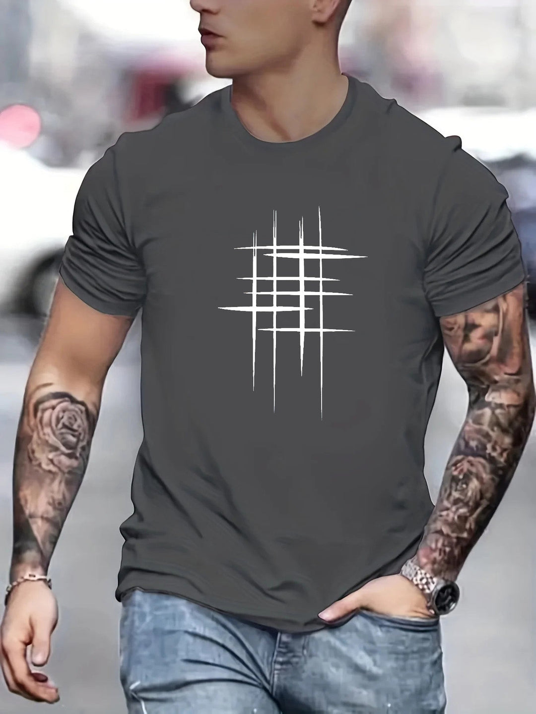 Pantazis - Elegante Camiseta De Cuello Redondo Con Estampado Gráfico