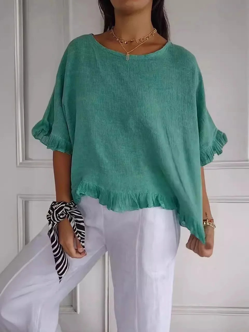 Patsy - Blusa De Lino Con Cuello Redondo